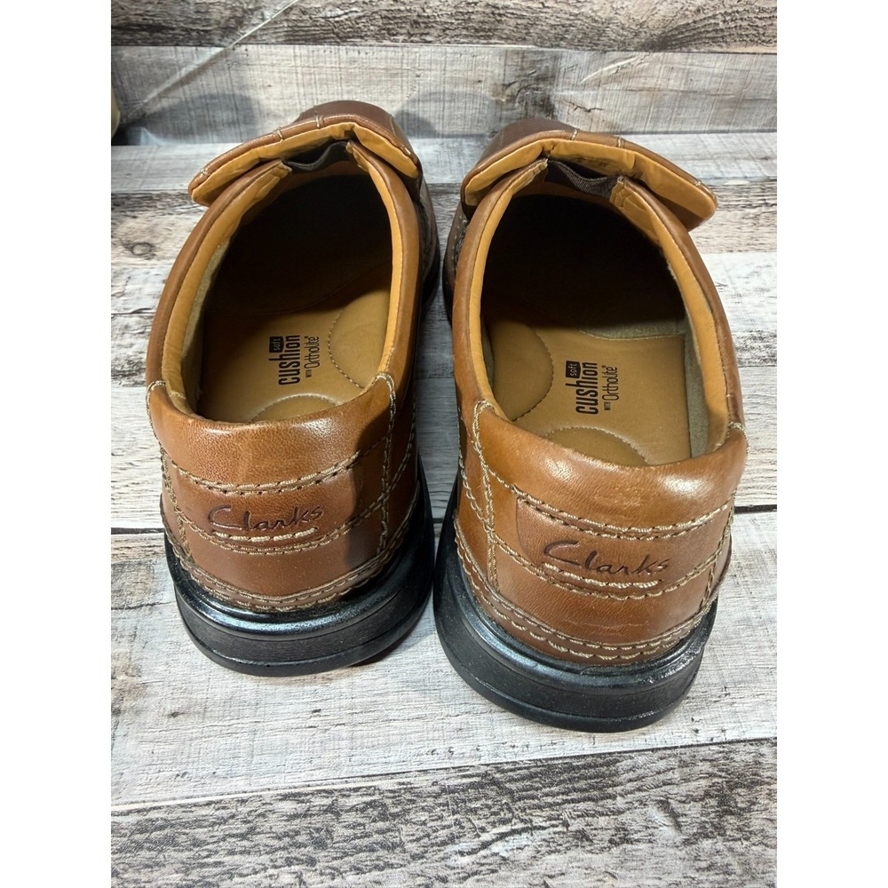 Clarks Men Escalade Step Loafer Dress Shoes Brown Leather Size 8 - Picture 6 of 10